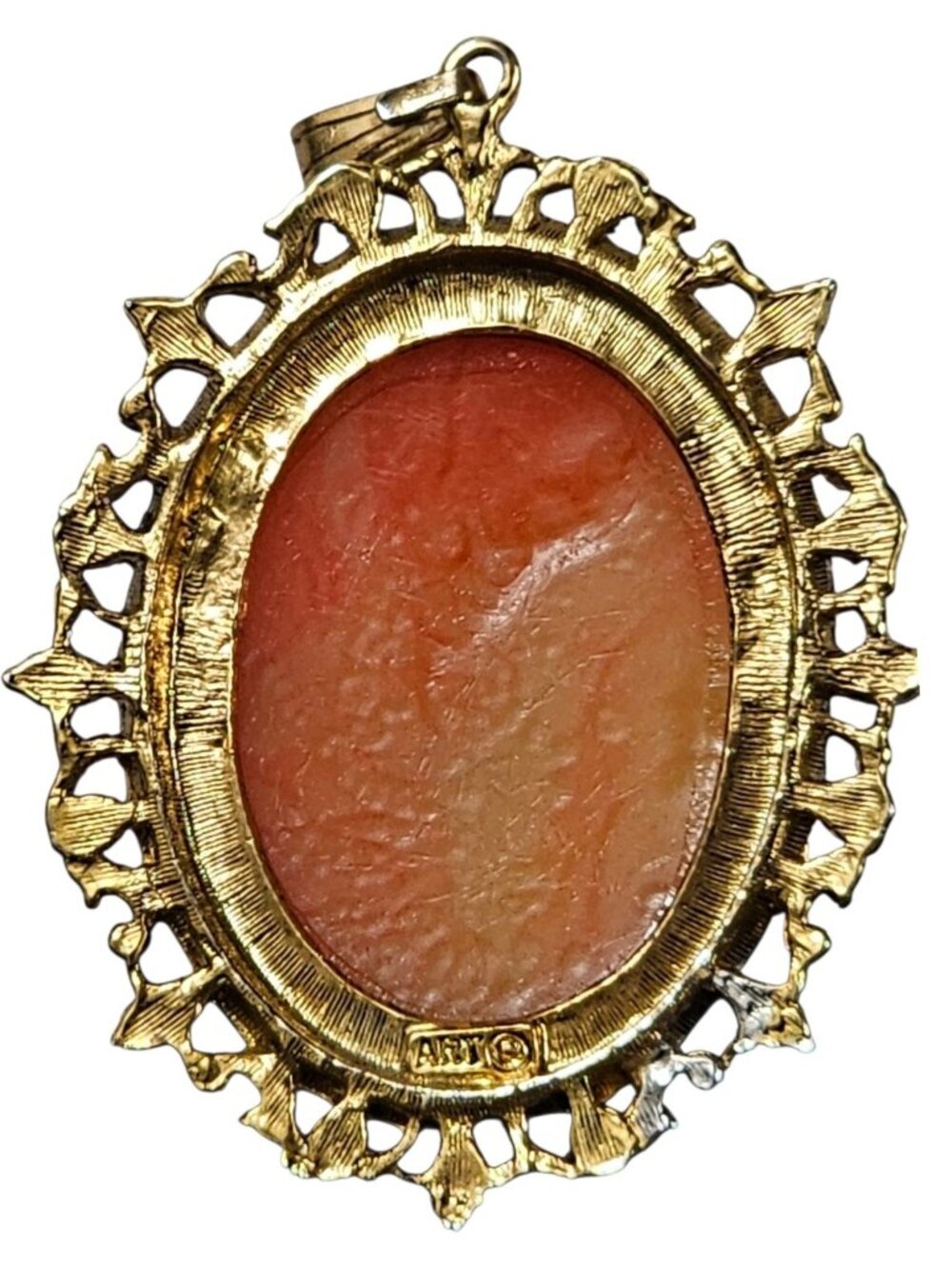 1960s Signed ART Arthur Pepper Cameo Pendant Gold/sliver Acents Lady Portrait - Picture 2 of 6